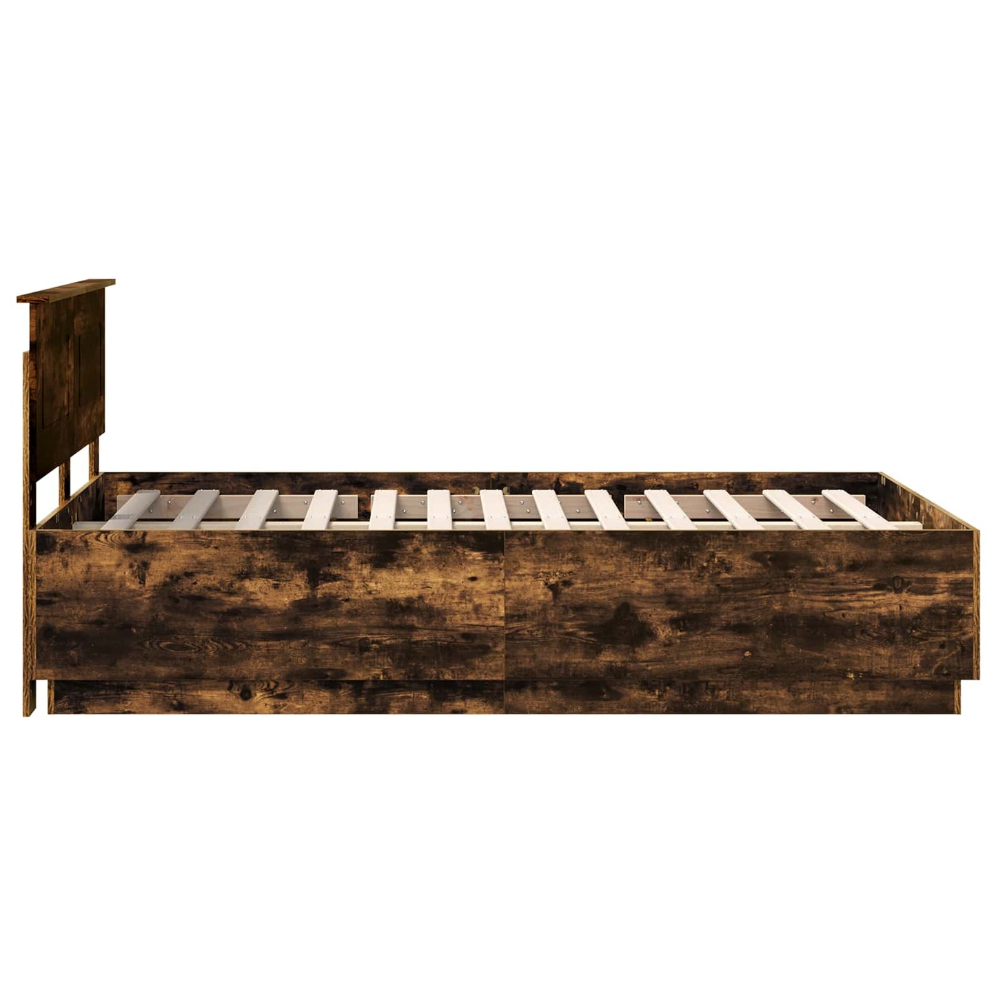 Bed Frame Smoked Oak 135 x 190 cm Engineered Wood