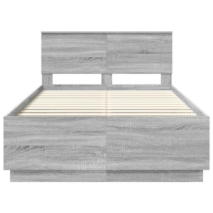 Bed Frame Grey Sonoma 135 x 190 cm Engineered Wood