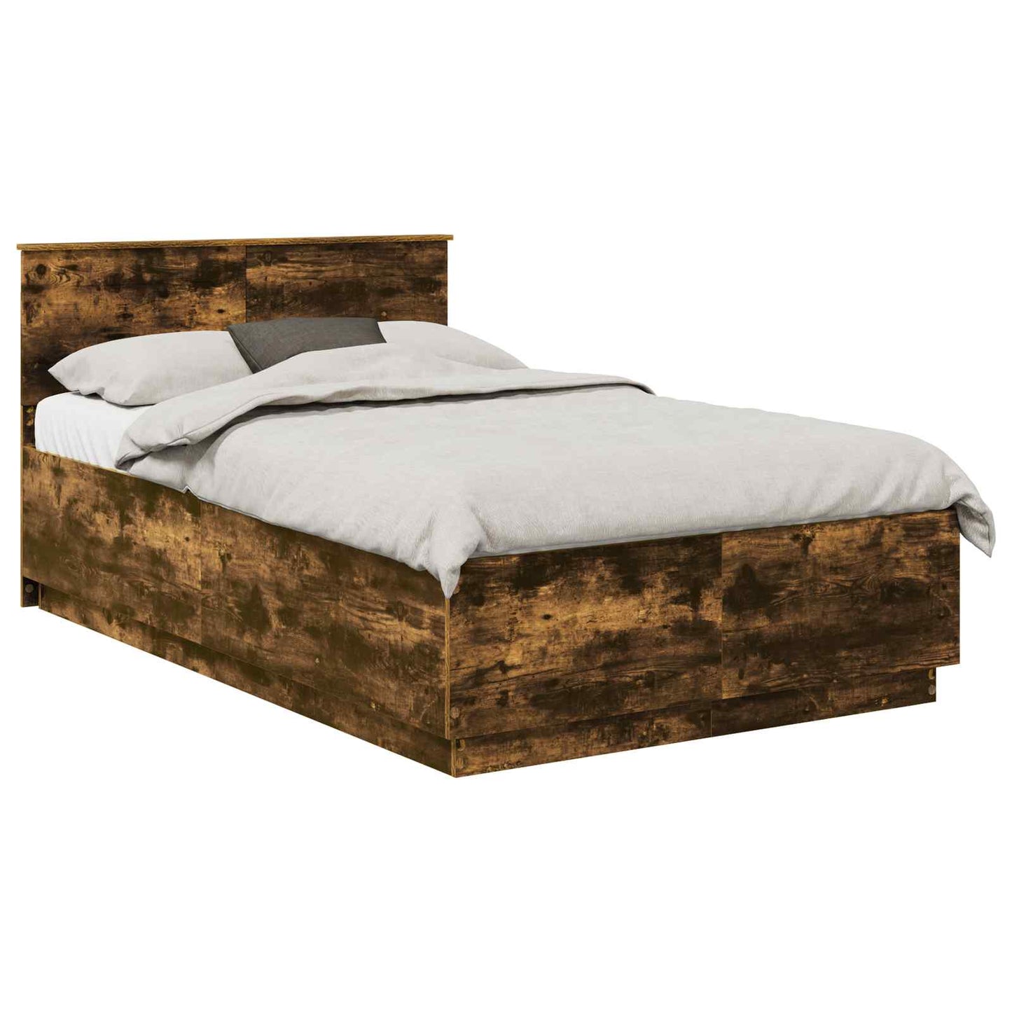 Bed Frame Smoked Oak 120 x 190 cm Engineered Wood
