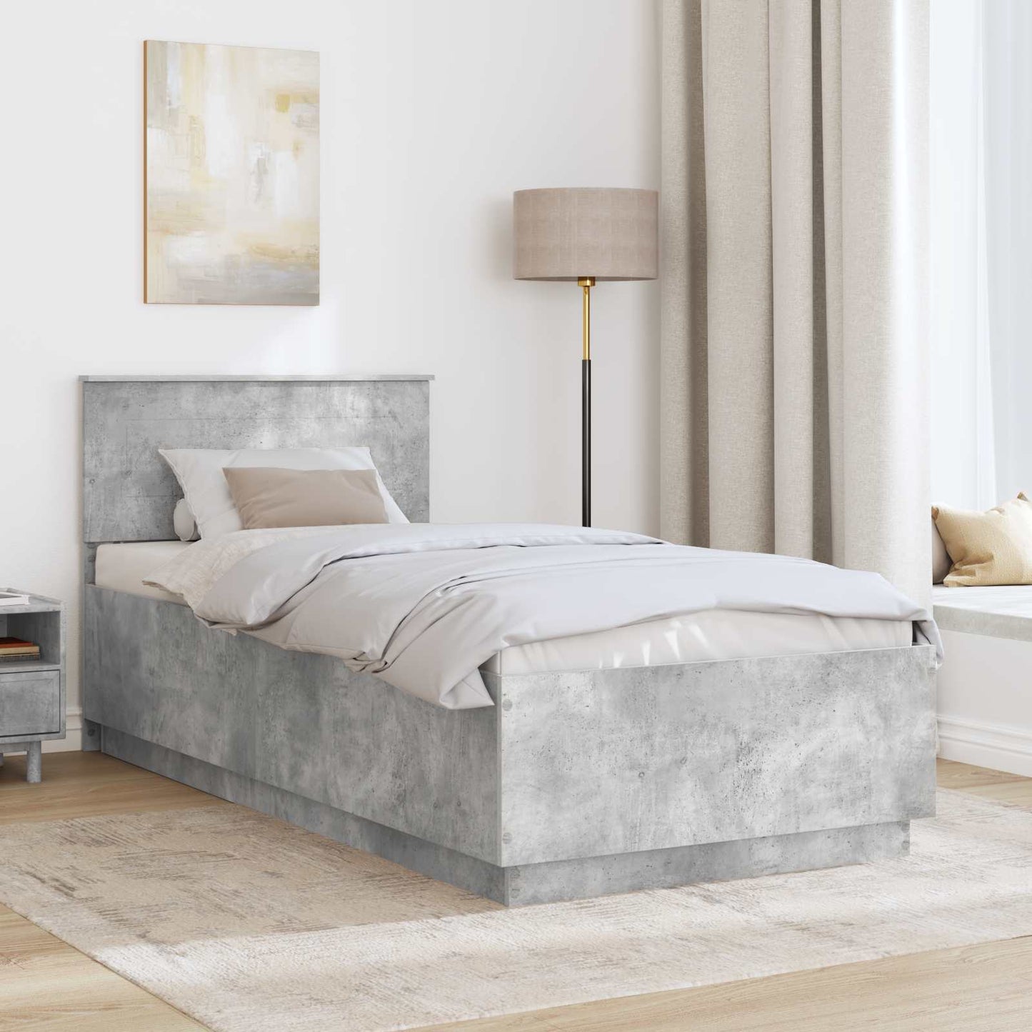 Bed Frame Concrete Grey 100 x 200 cm Engineered Wood
