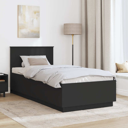 Bed Frame with Headboard Black 90 x 190 cm Engineered Wood