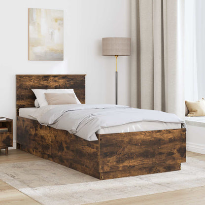 Bed Frame Smoked Oak Engineered Wood