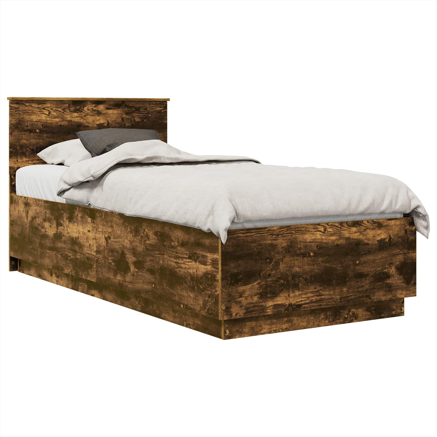 Bed Frame Smoked Oak Engineered Wood