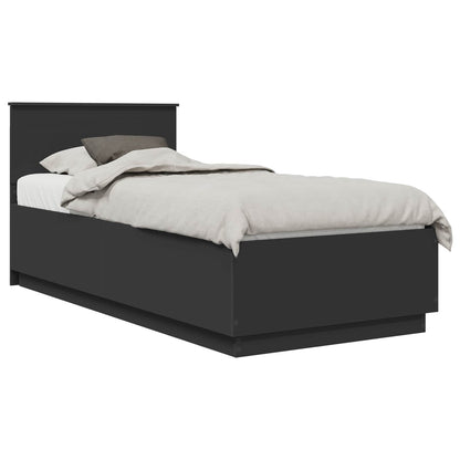 Bed Frame with Headboard Black 90 x 200 cm Engineered Wood