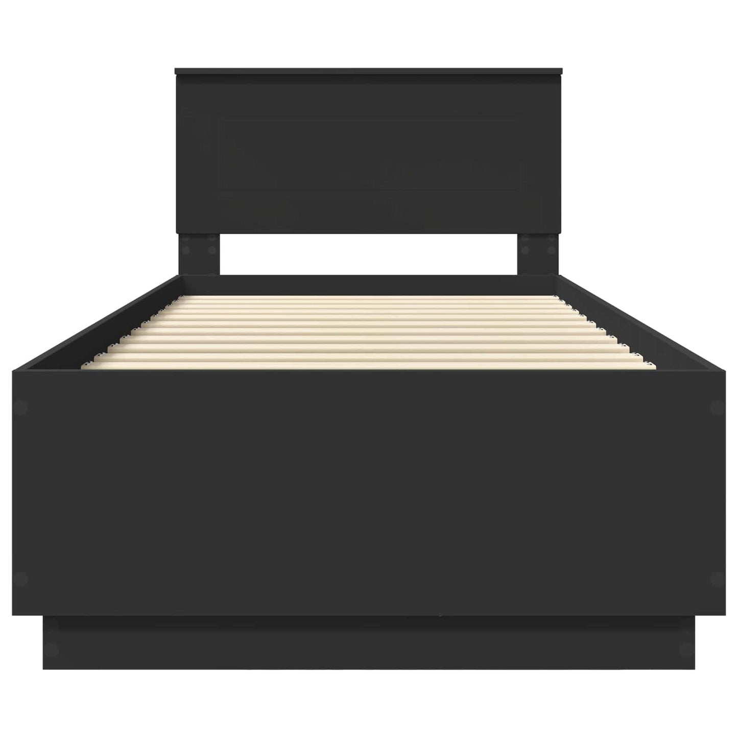 Bed Frame with Headboard Black 90 x 200 cm Engineered Wood