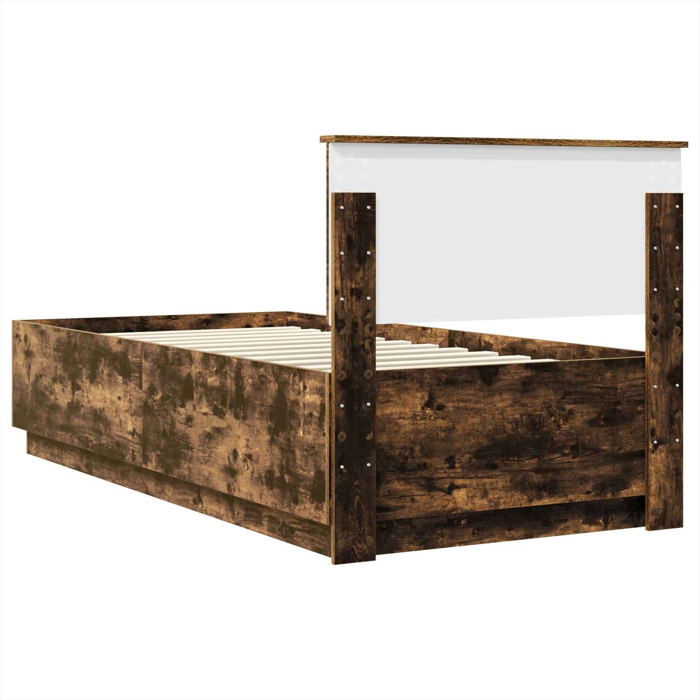 Bed Frame with Headboard Smoked Oak 90 x 200 cm Engineered Wood