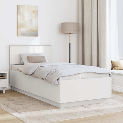 Bed Frame with Headboard White 75 x 190 cm Engineered Wood