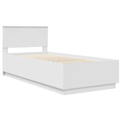 Bed Frame with Headboard White 75 x 190 cm Engineered Wood