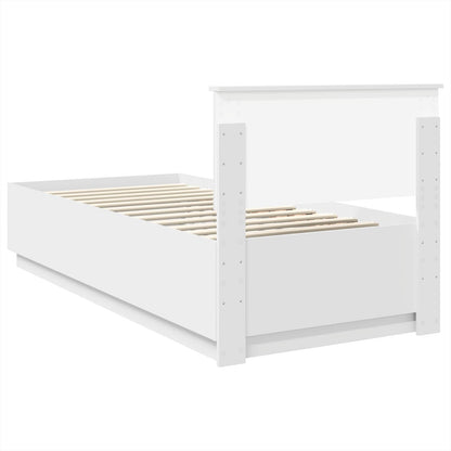 Bed Frame with Headboard White 75 x 190 cm Engineered Wood