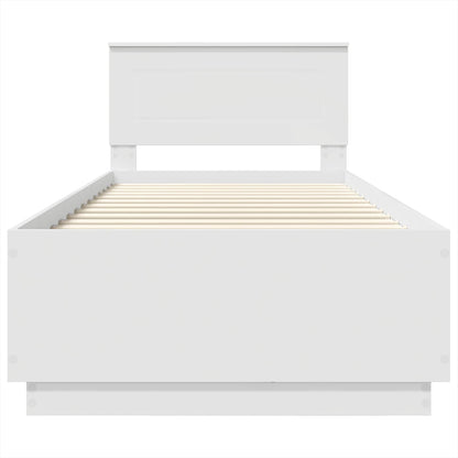 Bed Frame with Headboard White 75 x 190 cm Engineered Wood