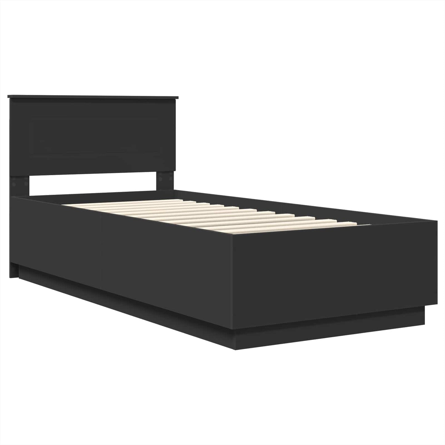Bed Frame with Headboard Black 70 x 190 cm Engineered Wood