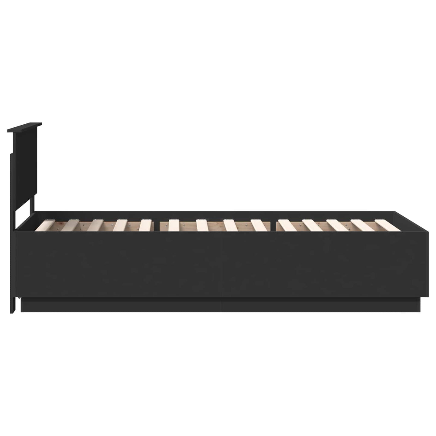 Bed Frame with Headboard Black 70 x 190 cm Engineered Wood