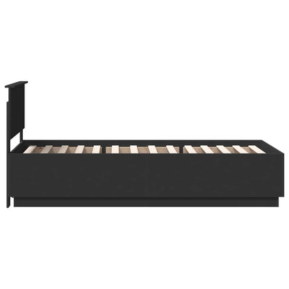 Bed Frame with Headboard Black 70 x 190 cm Engineered Wood