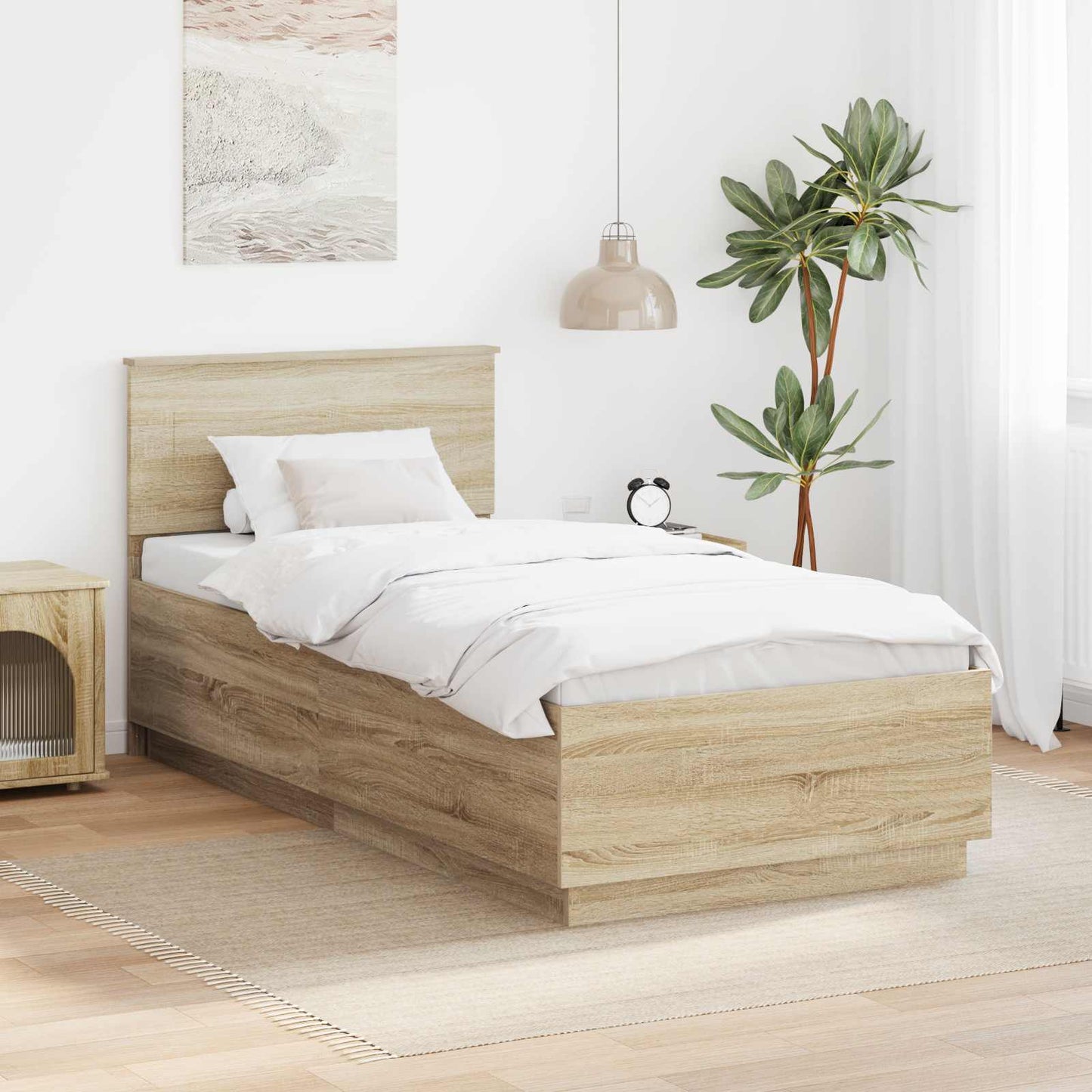 Bed Frame with Headboard Sonoma Oak 70 x 190 cm Engineered Wood