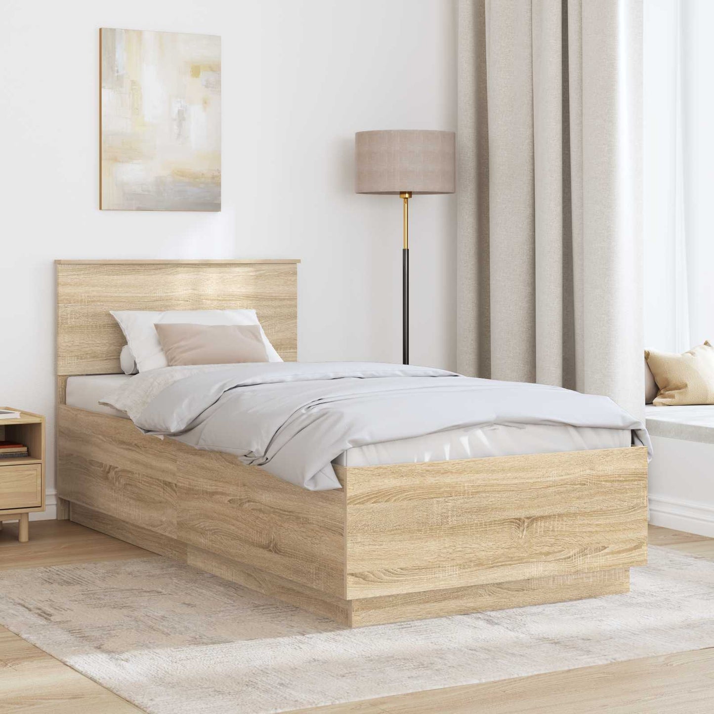 Bed Frame with Headboard Sonoma Oak 70 x 190 cm Engineered Wood
