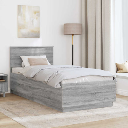 Bed Frame Grey Sonoma 70 x 190 cm Engineered Wood