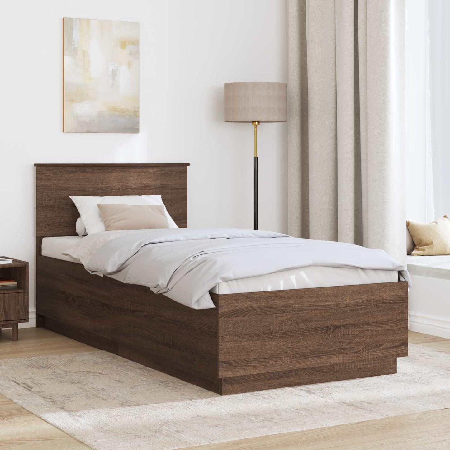 Bed Frame with Headboard Brown Oak 70 x 190 cm Engineered Wood