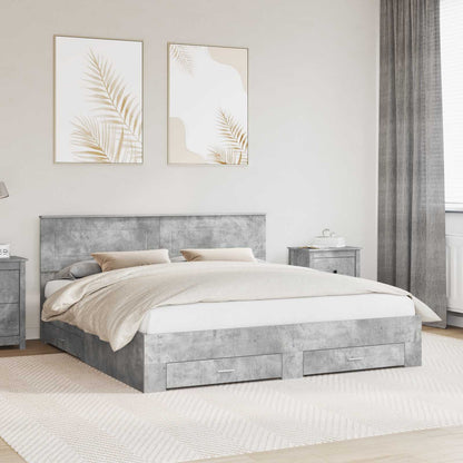 Bed Frame Concrete Grey 200 x 200 cm Engineered Wood