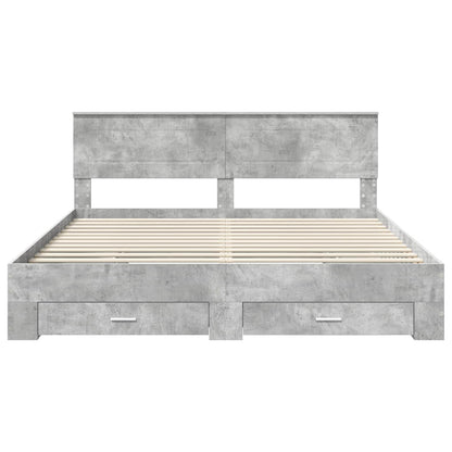 Bed Frame Concrete Grey 200 x 200 cm Engineered Wood