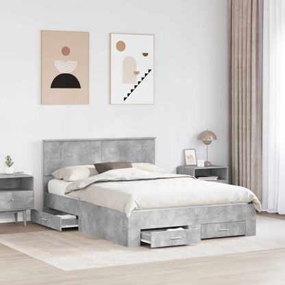 Bed Frame Concrete Grey 160 x 200 cm Engineered Wood