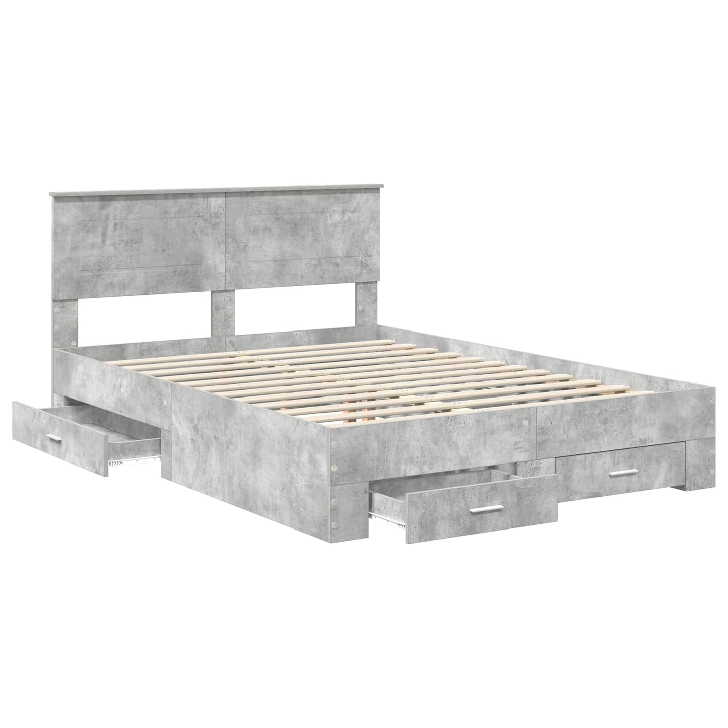 Bed Frame Concrete Grey 160 x 200 cm Engineered Wood