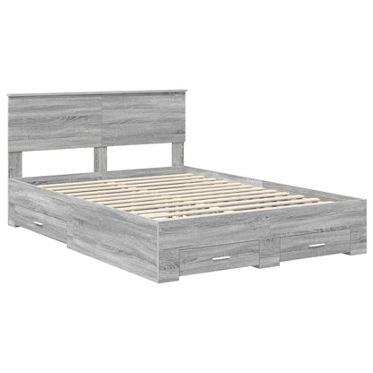 Bed Frame with Drawer Grey Sonoma 160 x 200 cm Engineered Wood