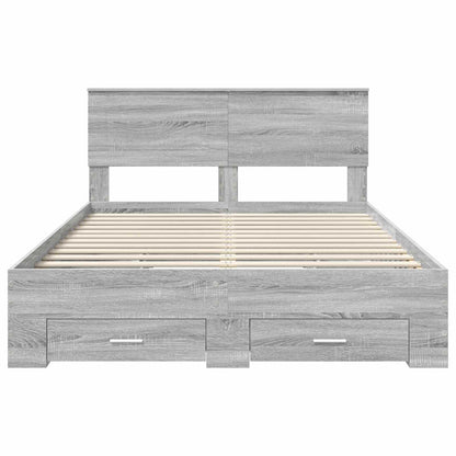 Bed Frame with Drawer Grey Sonoma 160 x 200 cm Engineered Wood
