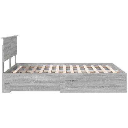Bed Frame with Drawer Grey Sonoma 160 x 200 cm Engineered Wood