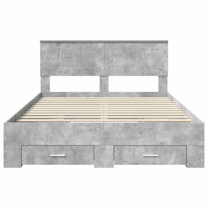 Bed Frame Concrete Grey 150 x 200 cm Engineered Wood