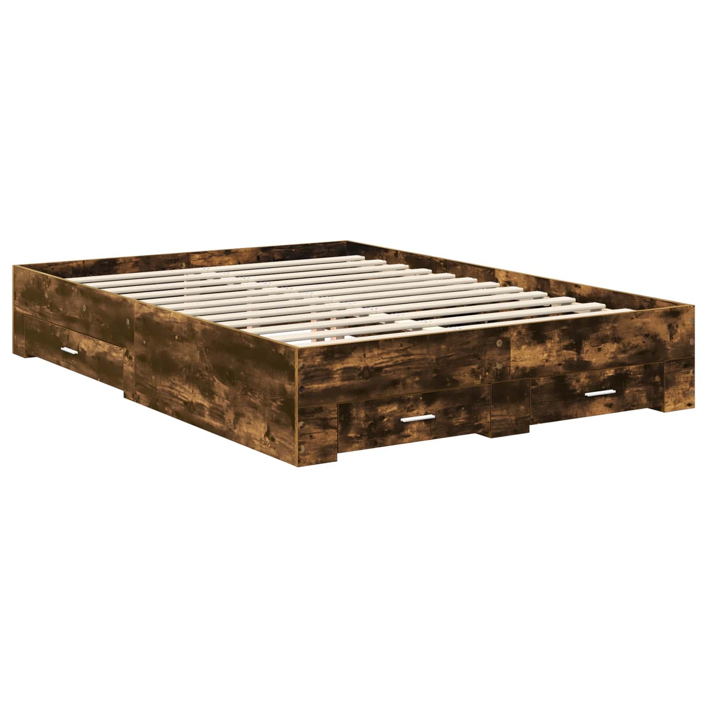 Bed Frame with Drawer Smoked Oak 150 x 200 cm Engineered Wood