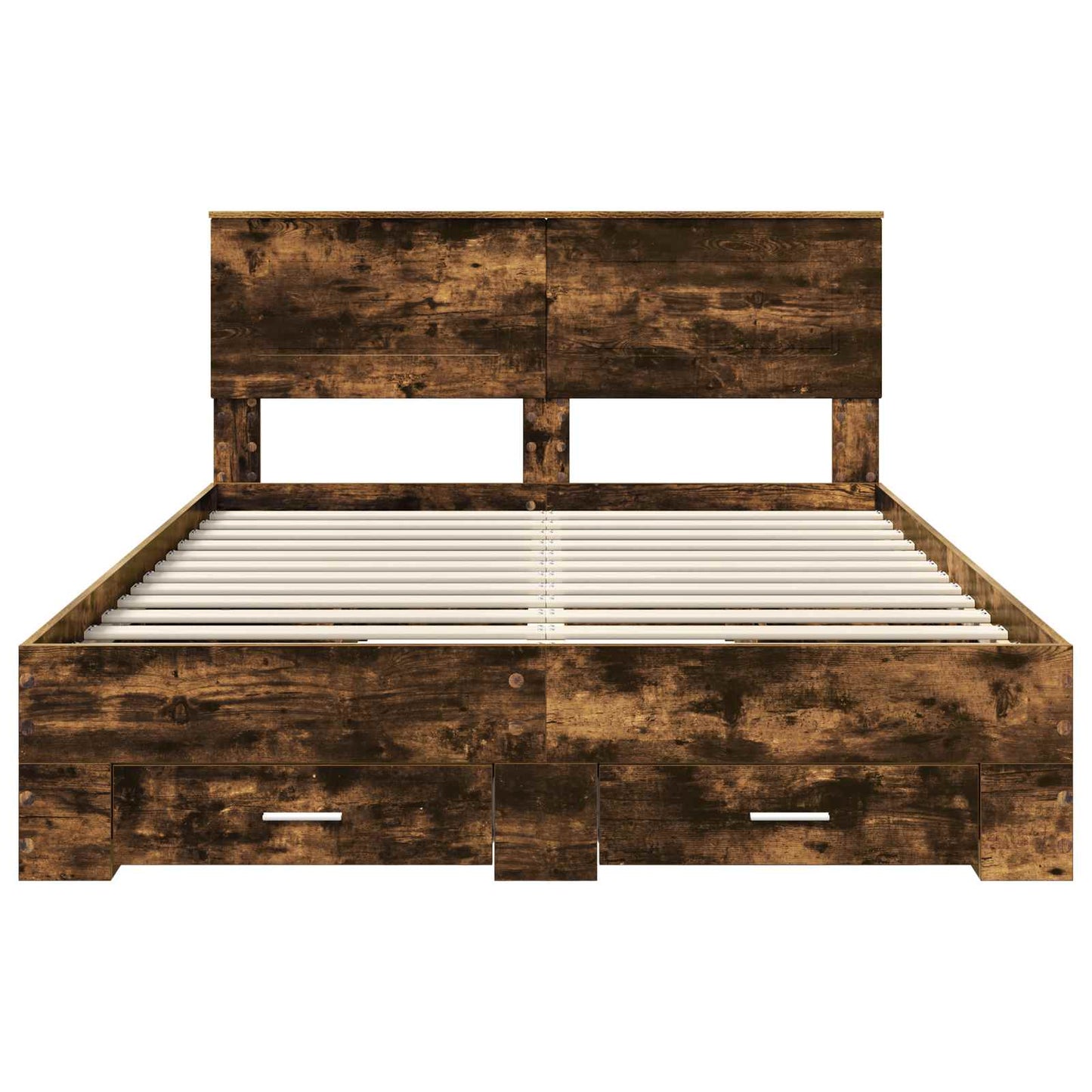 Bed Frame with Drawer Smoked Oak 150 x 200 cm Engineered Wood