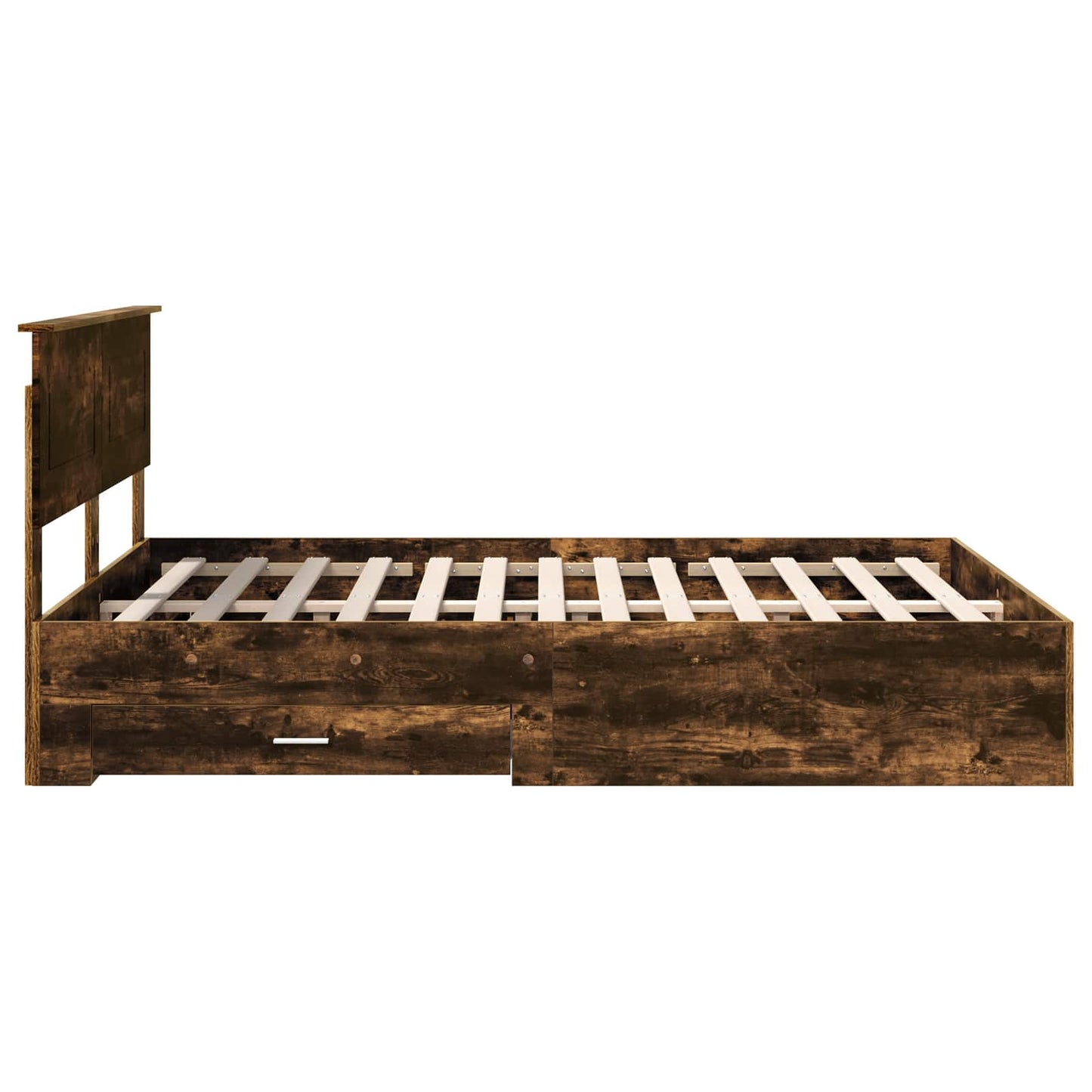 Bed Frame with Drawer Smoked Oak 150 x 200 cm Engineered Wood
