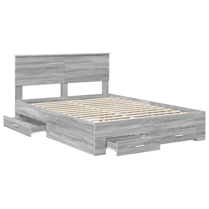 Bed Frame with Drawer Grey Sonoma 150 x 200 cm Engineered Wood