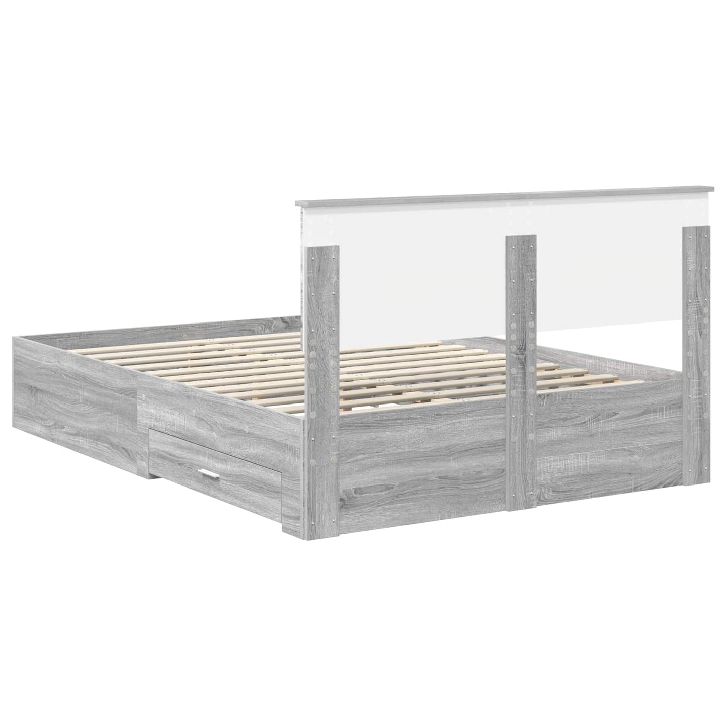 Bed Frame with Drawer Grey Sonoma 150 x 200 cm Engineered Wood