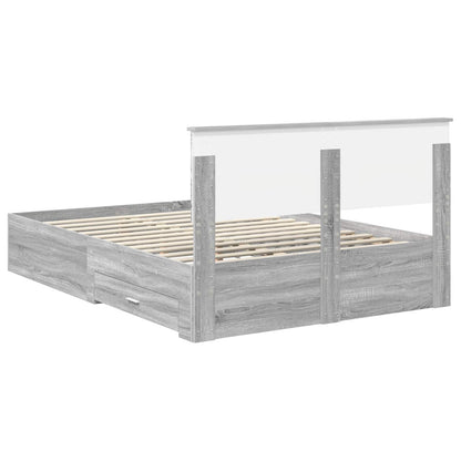 Bed Frame with Drawer Grey Sonoma 150 x 200 cm Engineered Wood