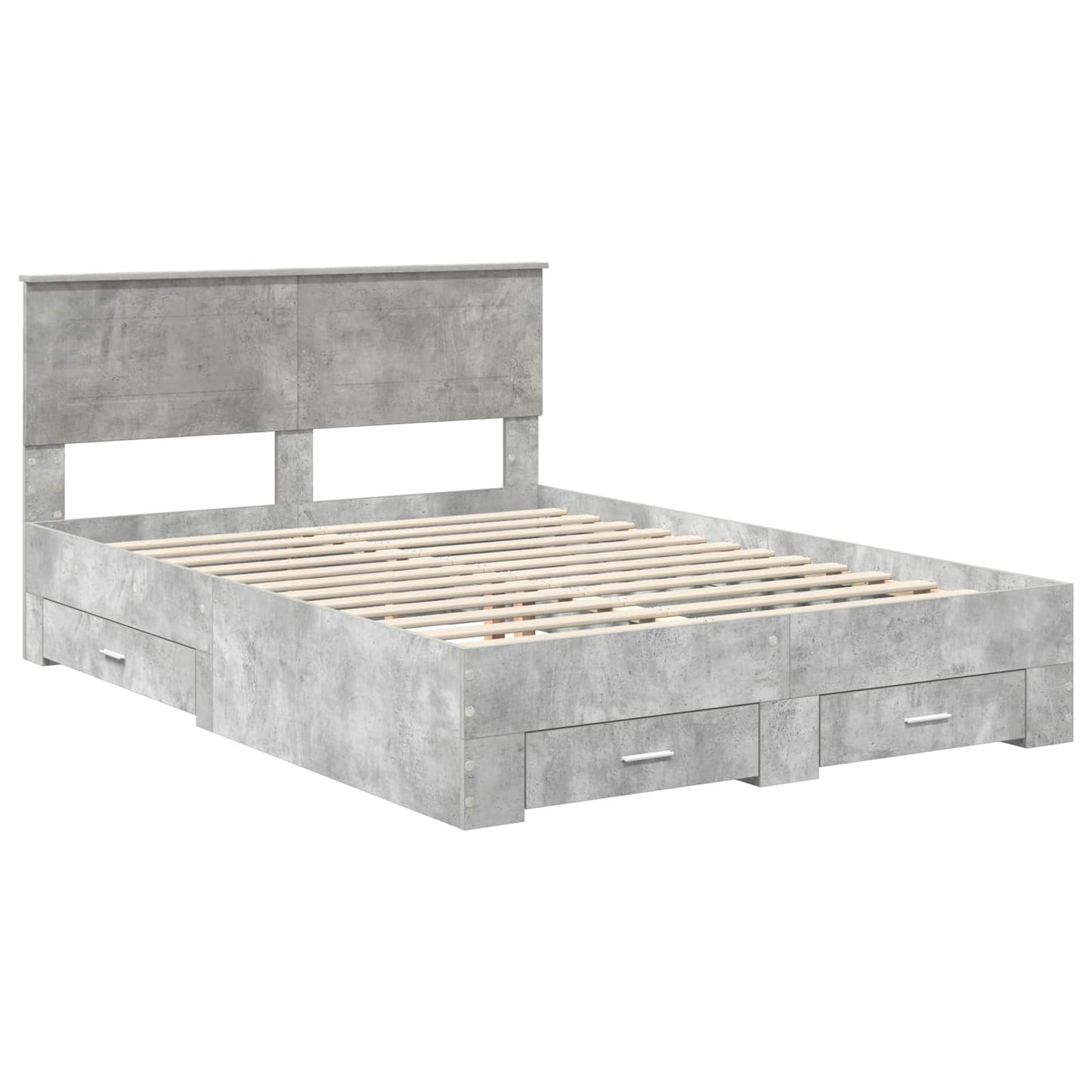 Bed Frame Concrete Grey 140 x 190 cm Engineered Wood