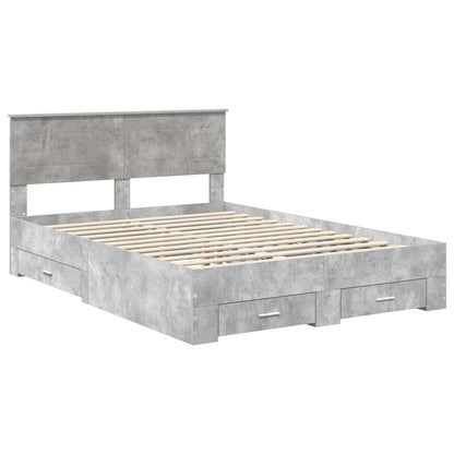 Bed Frame Concrete Grey 140 x 190 cm Engineered Wood