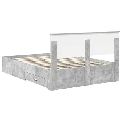 Bed Frame Concrete Grey 140 x 190 cm Engineered Wood