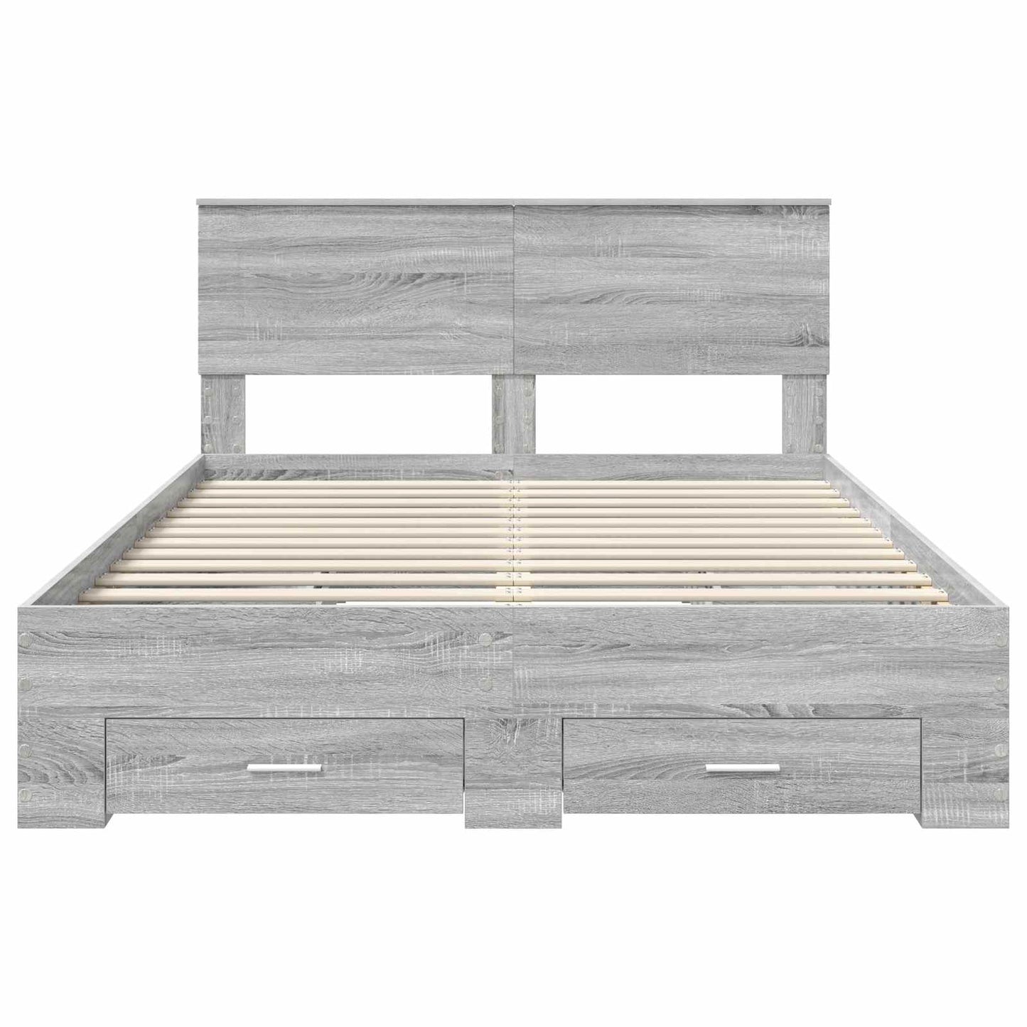 Bed Frame with Drawer Grey Sonoma 140 x 190 cm Engineered Wood