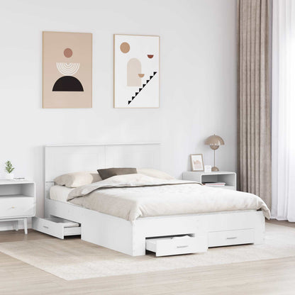 Bed Frame with Headboard White 140 x 200 cm Engineered Wood