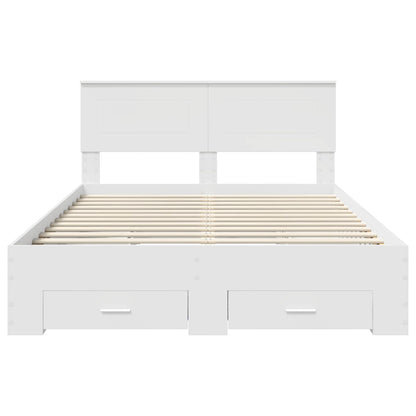 Bed Frame with Headboard White 140 x 200 cm Engineered Wood