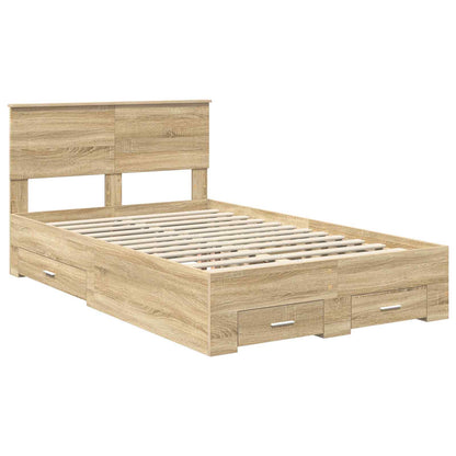 Bed Frame with Drawer Sonoma Oak 135 x 190 cm Engineered Wood