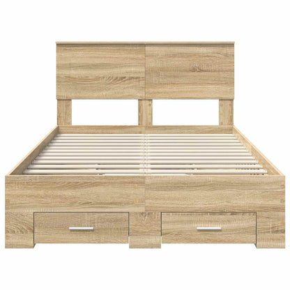 Bed Frame with Drawer Sonoma Oak 135 x 190 cm Engineered Wood