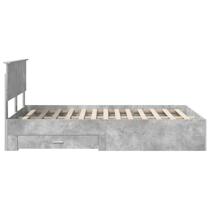 Bed Frame Concrete Grey 135 x 190 cm Engineered Wood
