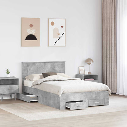 Bed Frame Concrete Grey 120 x 190 cm Engineered Wood
