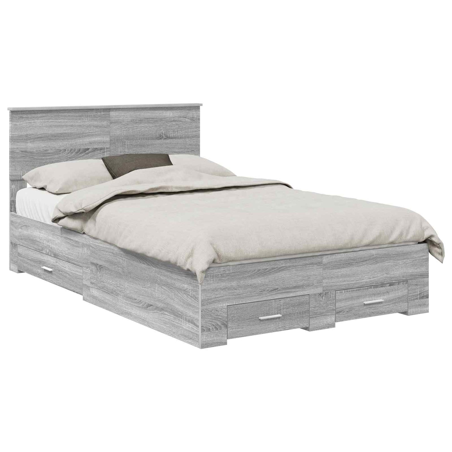 Bed Frame with Drawer Grey Sonoma 120 x 190 cm Engineered Wood