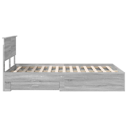 Bed Frame with Drawer Grey Sonoma 120 x 190 cm Engineered Wood