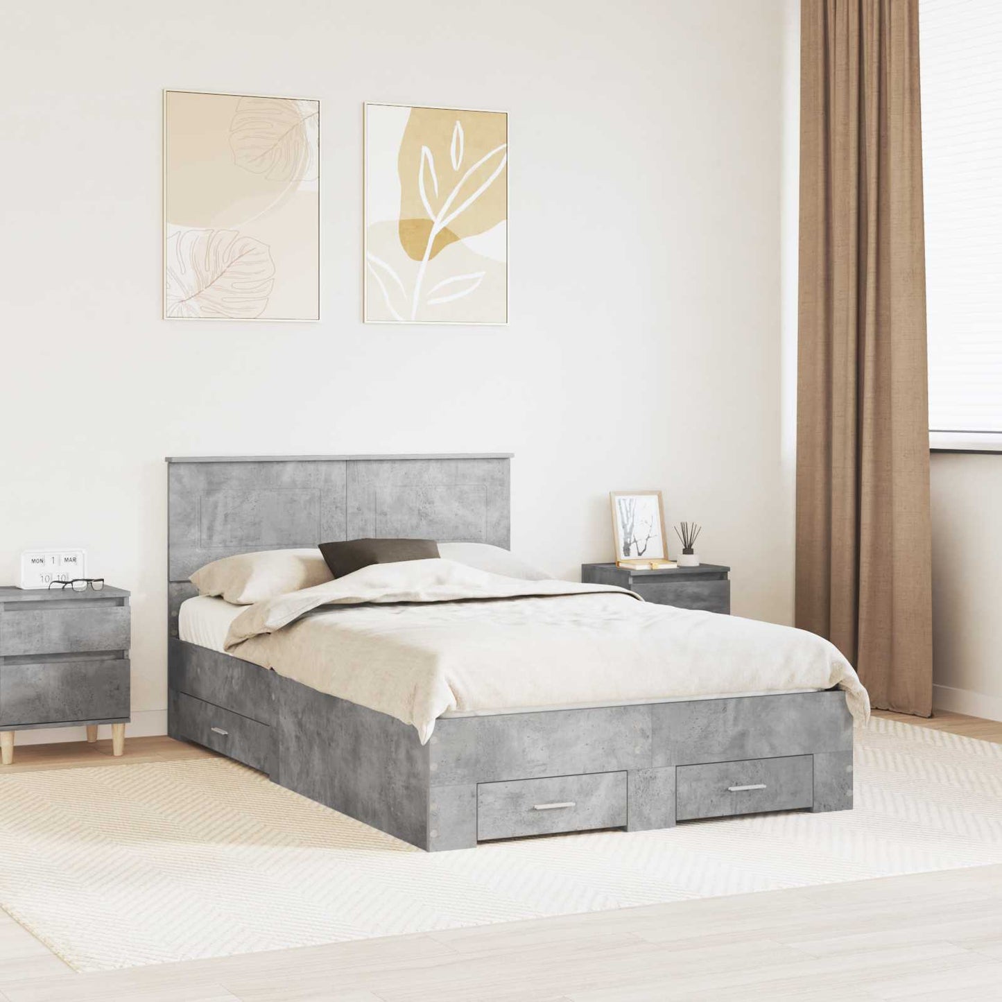 Bed Frame Concrete Grey 120 x 200 cm Engineered Wood