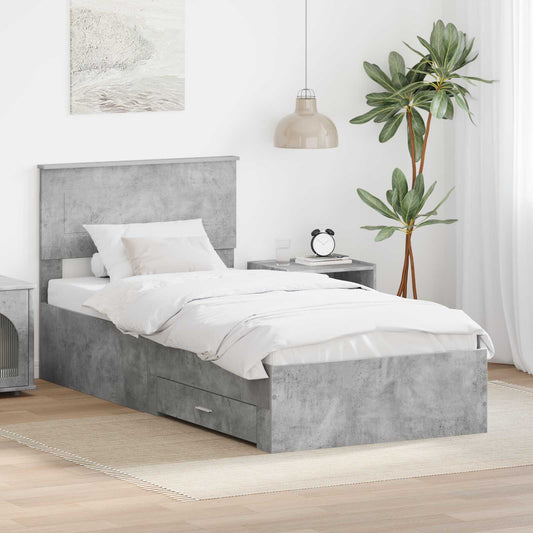 Bed Frame Concrete Grey 100 x 200 cm Engineered Wood
