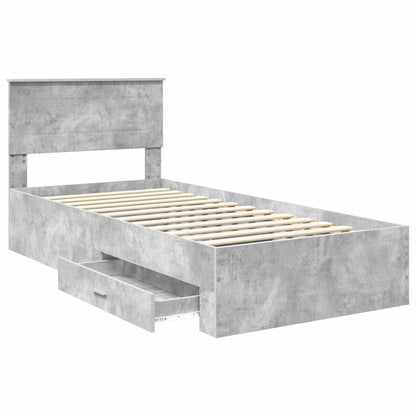 Bed Frame Concrete Grey 100 x 200 cm Engineered Wood